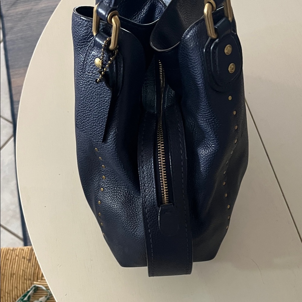 Coach Dark Blue Leather Shoulder Bag - Picture 9 of 9
